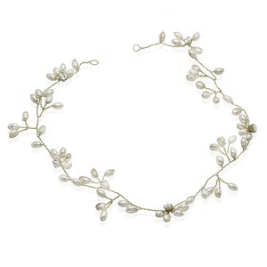 Boho Silver pearl and diamante Hair Vine - Olivier Laudus Wedding Jewellery