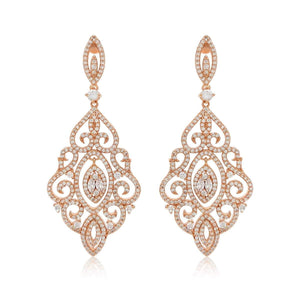Charlotte Gold Simulated Diamond Drop Earrings - Olivier Laudus Wedding Jewellery