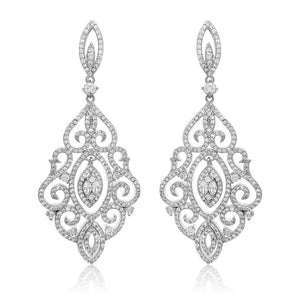 Charlotte Simulated Diamond Drop Earrings - Olivier Laudus Wedding Jewellery