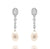 Isabel 925 silver Ivory Freshwater Pearl and simulated diamond earrings - Olivier Laudus Wedding Jewellery