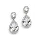 Freya Silver Pear cut Cubic Zirconia Earrings - Olivier Laudus Wedding Jewellery