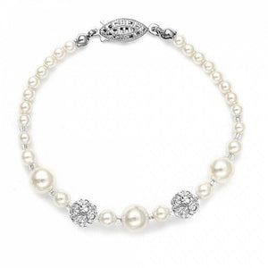 Gabriella Pearl And Diamante Bracelet - Olivier Laudus Wedding Jewellery