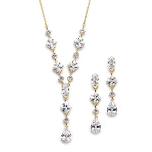Nicolina Gold Simulated Diamond Necklace set - Olivier Laudus Wedding Jewellery