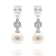 Virginia White Pearl and Simulated Diamond Earrings - Olivier Laudus Wedding Jewellery