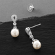 Adele Pearl and Cubic Zirconia Earrings - Olivier Laudus Wedding Jewellery