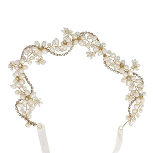 Alessia Gold Freshwater Pearl Wedding Hair Vine - Olivier Laudus Wedding Jewellery