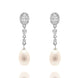 Isabel 925 silver Ivory Freshwater Pearl and simulated diamond earrings - Olivier Laudus Wedding Jewellery