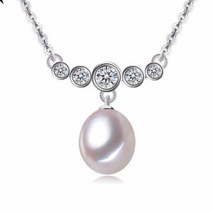 Diana Freshwater Pearl and Simulated Diamond Pendant - Olivier Laudus Wedding Jewellery