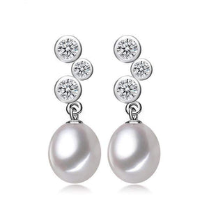 Diana Ivory Freshwater Pearl and Cubic Zirconia Silver Earrings