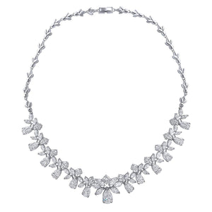 Flora Simulated Diamond Necklace - Olivier Laudus Wedding Jewellery
