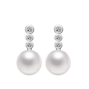 Juliet Freshwater Pearl and Cubic Zirconia Silver Earrings - Olivier Laudus Wedding Jewellery