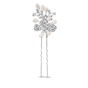Kensington Silver Freshwater Pearl Hairpins - Set of 3 - Olivier Laudus Wedding Jewellery