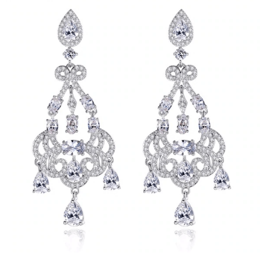 Marquise Chandelier Diamante Wedding Earrings
