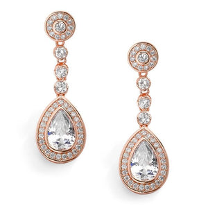 Meghan 14ct Rose Gold plated Drop earrings - Olivier Laudus Wedding Jewellery