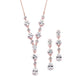 Nicolina Rose Gold Simulated Diamond Necklace set - Olivier Laudus Wedding Jewellery