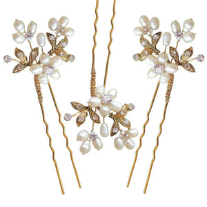 Paris Hair Pins Gold (set of 3) - Olivier Laudus Wedding Jewellery