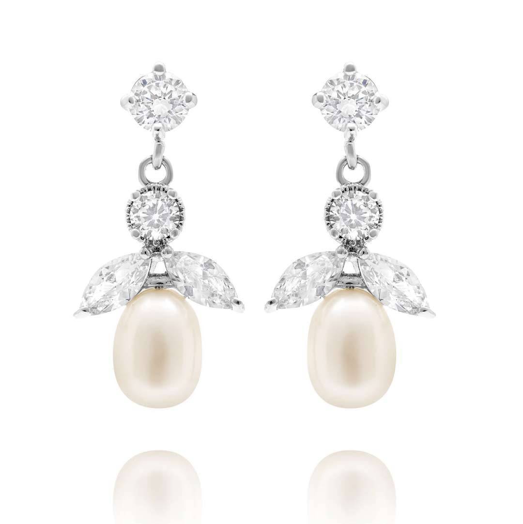 Pieces 3 pack pearl & diamante stud earrings in silver & white | ASOS