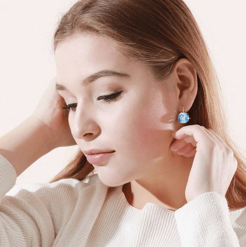 Blue swarovski best sale crystal earrings