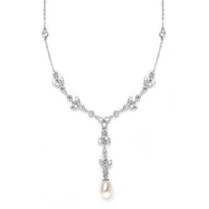 Tatiana Freshwater Pearl and CZ Necklace - Olivier Laudus Wedding Jewellery