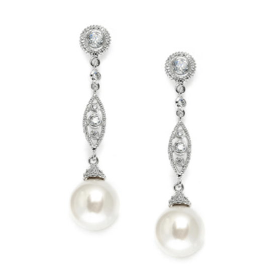 Sterling Silver Diamante Drop Pearl Earrings - Lovisa