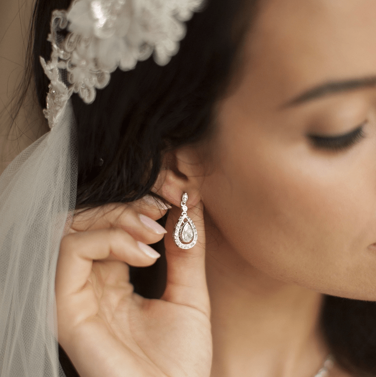 Diamond drop earrings wedding hotsell