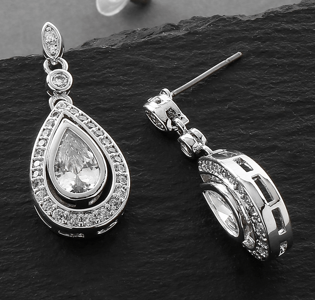 Fake diamond sales dangle earrings