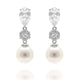 Virginia White Pearl and Simulated Diamond Earrings - Olivier Laudus Wedding Jewellery